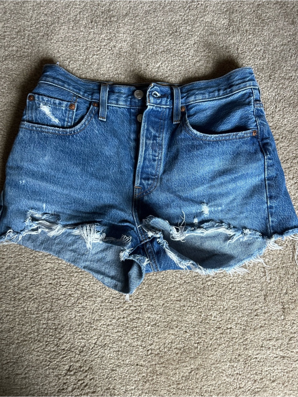 Levi's Distressed Cutoff Denim Shorts - Blue